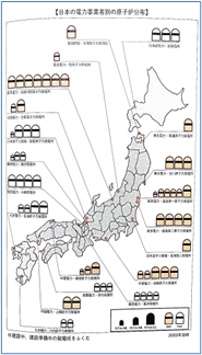 日本の電力事業者別の原子炉分布図