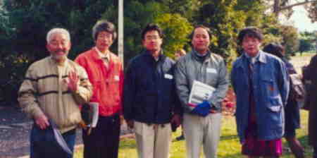 visitors at Japanese cemetery